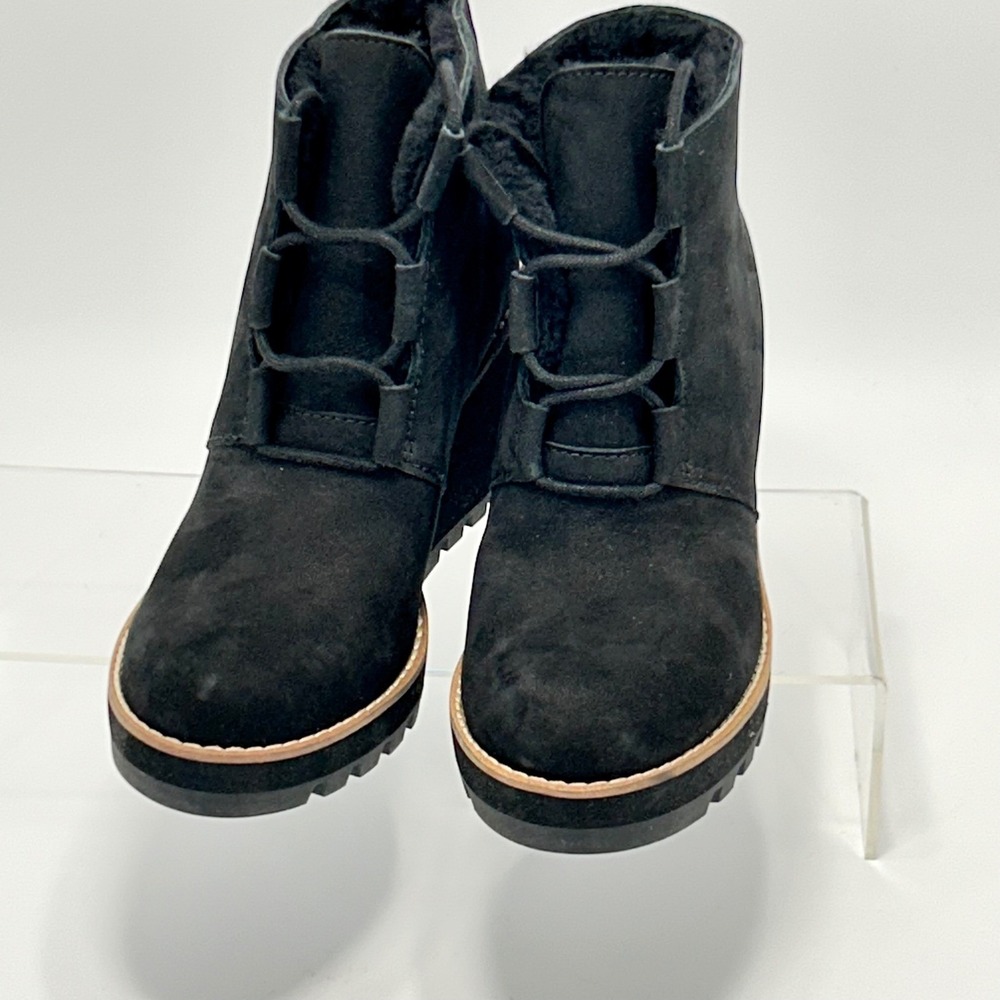 Eileen Fisher Size 6 Black Suede Wedge Ankle Boots Alpine NEW Womens $275 - Picture 3 of 15